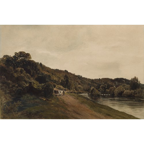 Horses and Figures on a Riverside Path